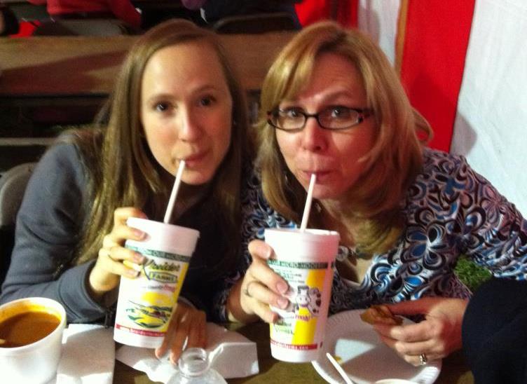 Mom and I enjoying our heavenly milkshakes