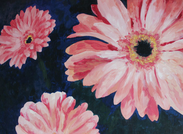 Pink Gerbera Daisies Painting Artwork Print by Rachel Lynn Heisey from Lancaster, PA Artist