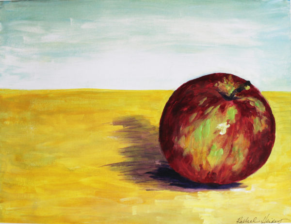 Vibrant Apple Art Print by Rachel Lynn Heisey of an apple from Lancaster County Central Market Artist Painting Print