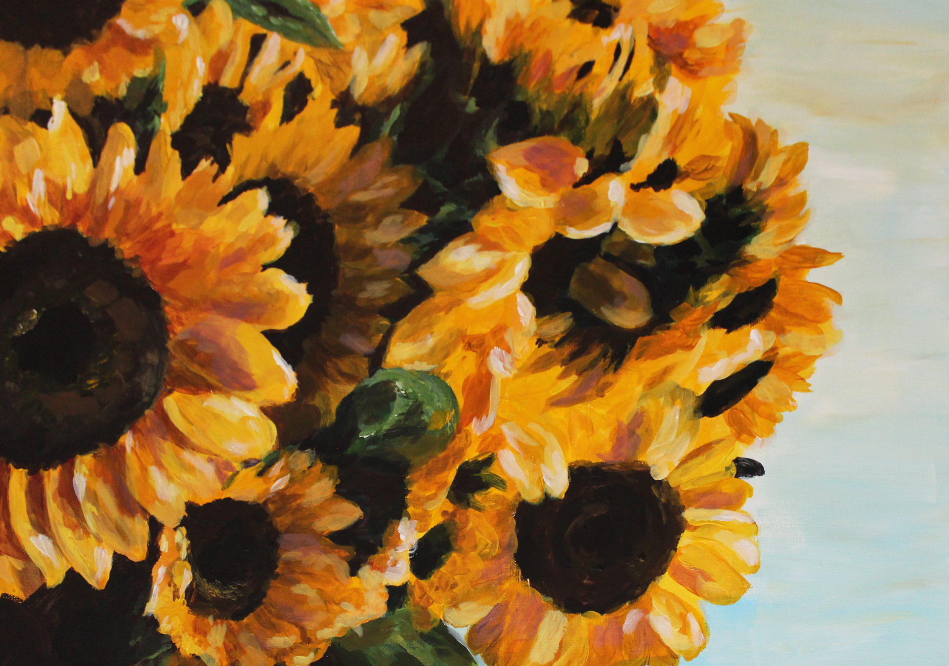 Lancaster PA Original Artwork Sunflower Painting 18 x 24 Rachel Lynn Heisey Design Sunflowers from Central Market