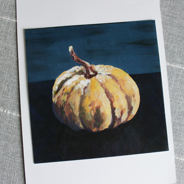 White blue pumpkin painting print by Lancaster, PA artist Rachel Lynn Heisey