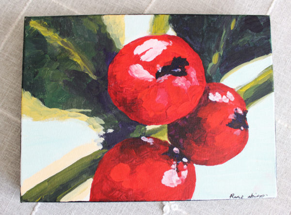 Rachel Lynn Heisey Graphic Designer, Web Designer, Yoga Instructor, Artist in Lancaster, PA Large Stunning Winter Berries Painting