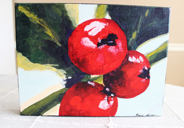 Rachel Lynn Heisey Graphic Designer, Web Designer, Yoga Instructor, Artist in Lancaster, PA Large Stunning Winter Berries Painting