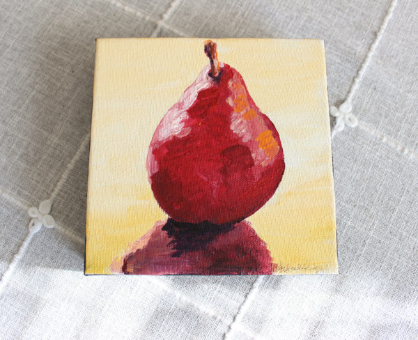 Little red pear painting original by Lancaster pa graphic designer web designer and artist rachel lynn heisey