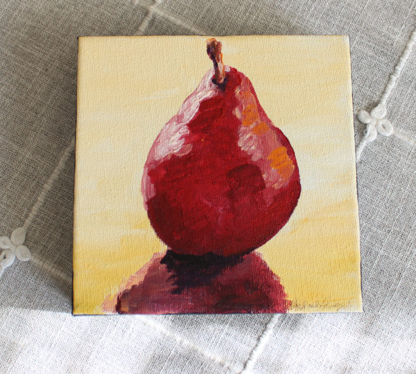 Little red pear painting original by Lancaster pa graphic designer web designer and artist rachel lynn heisey