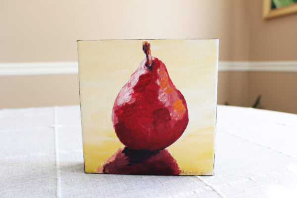 Little red pear painting original by Lancaster pa graphic designer web designer and artist rachel lynn heisey