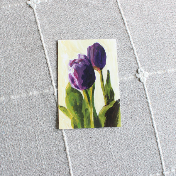 Tulips This adorable print is a 4" x 6" print of an original acrylic painting by Rachel Lynn Heisey. Perfect for Spring or every day to add joy to your home. Lancaster, PA Artist, Graphic Designer and Website Designer