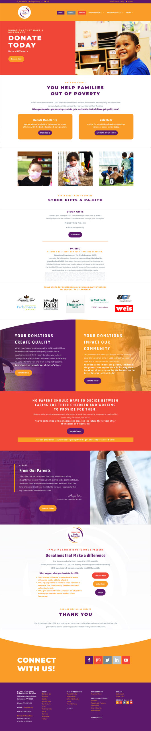 Lancaster Early Education Center formerly Lancaster Day Care Center - New Website Redesign and built by Website Designer Rachel LYnn Heisey of Lancaster, PA