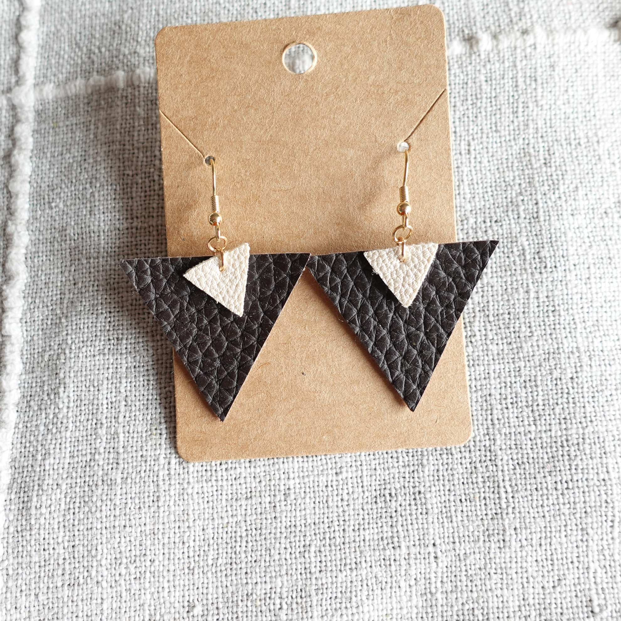 triangle leather earrings