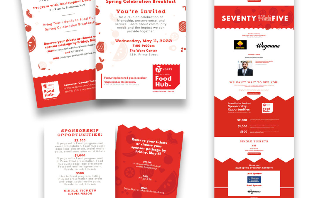 Lancaster County Food Hub Annual Spring Breakfast Event & Invitation Designs