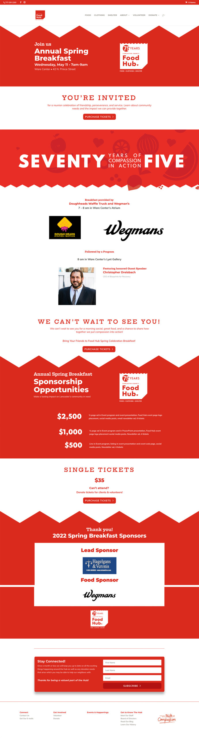 Lancaster County Food Hub 2022 Annual Spring Breakfast Designs Invitations & Website created by Lancaster, PA Graphic & Web Designer Rachel Lynn Heisey Design