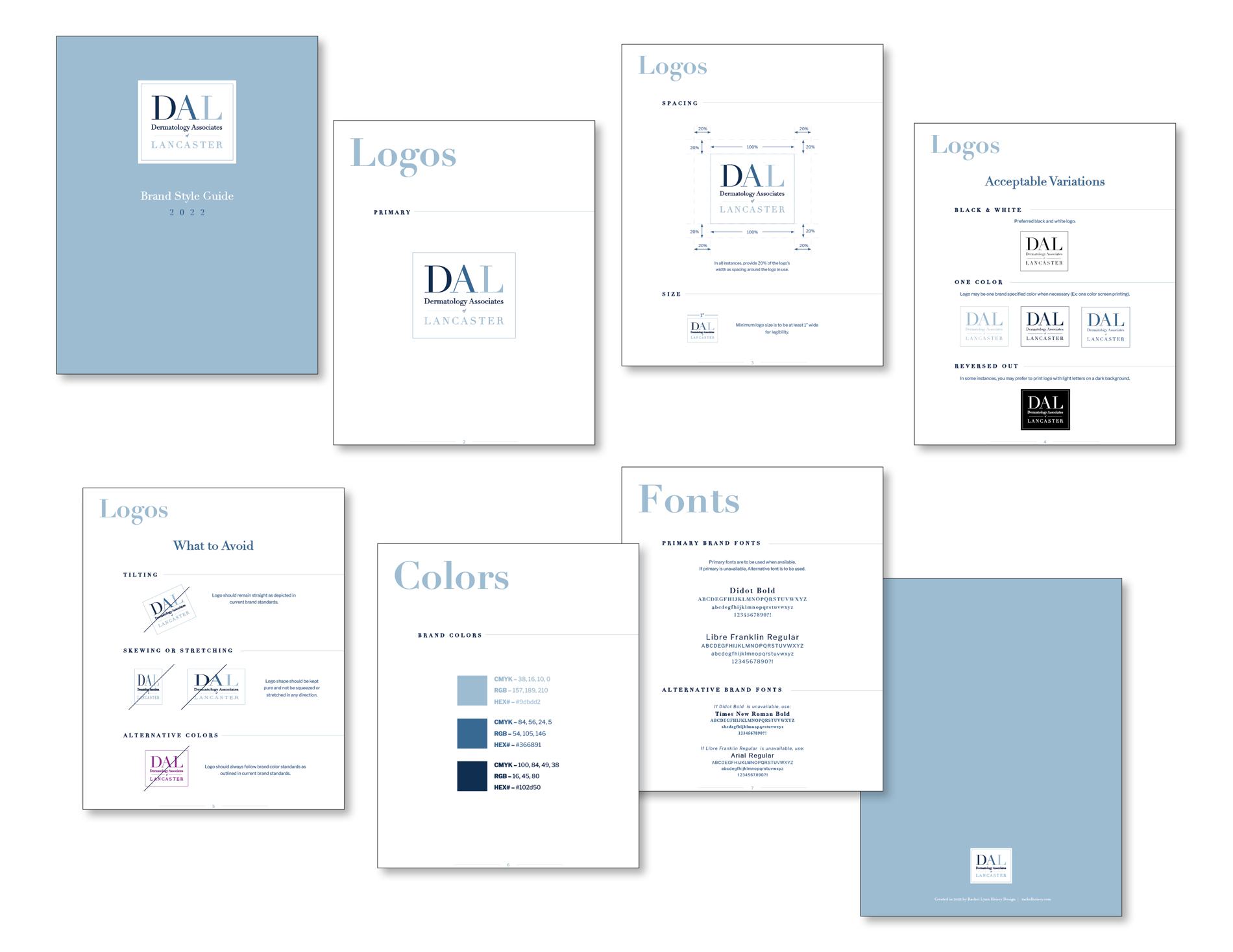 Dermatology Associates of Lancaster Brand Redesigned by Lancaster, PA Graphic Designer & Web Designer Rachel Lynn Heisey Style Guide