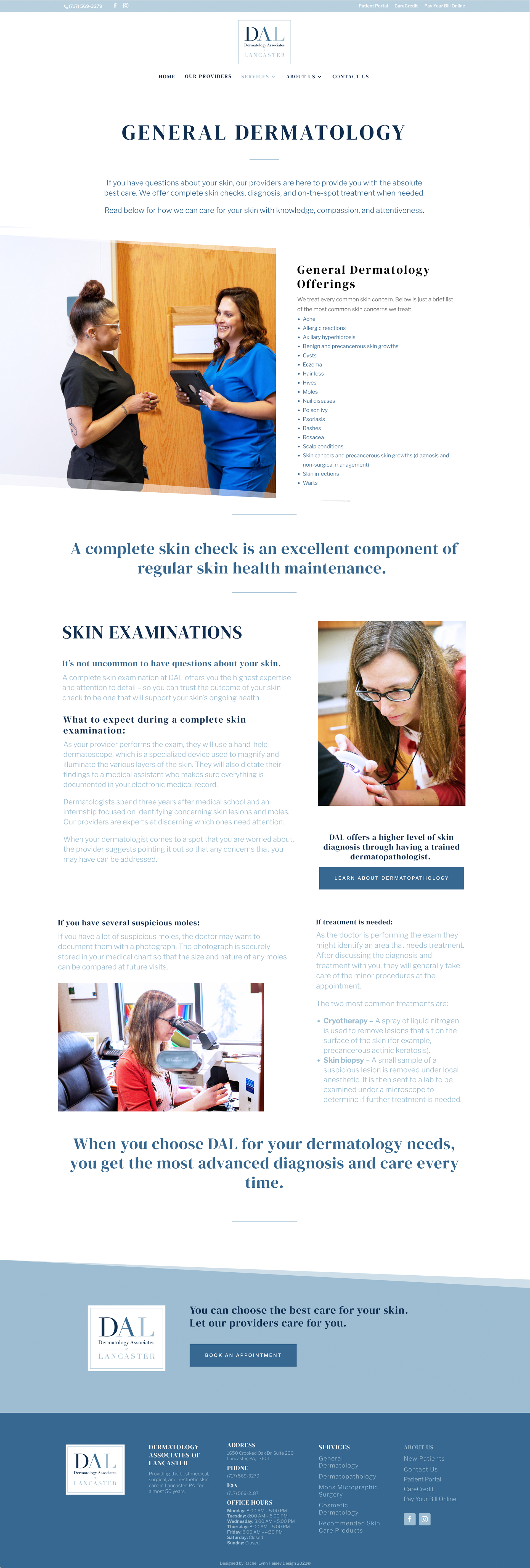 Dermatology Associates of Lancaster Brand Redesigned by Lancaster, PA Graphic Designer & Web Designer Rachel Lynn Heisey Website Redesign