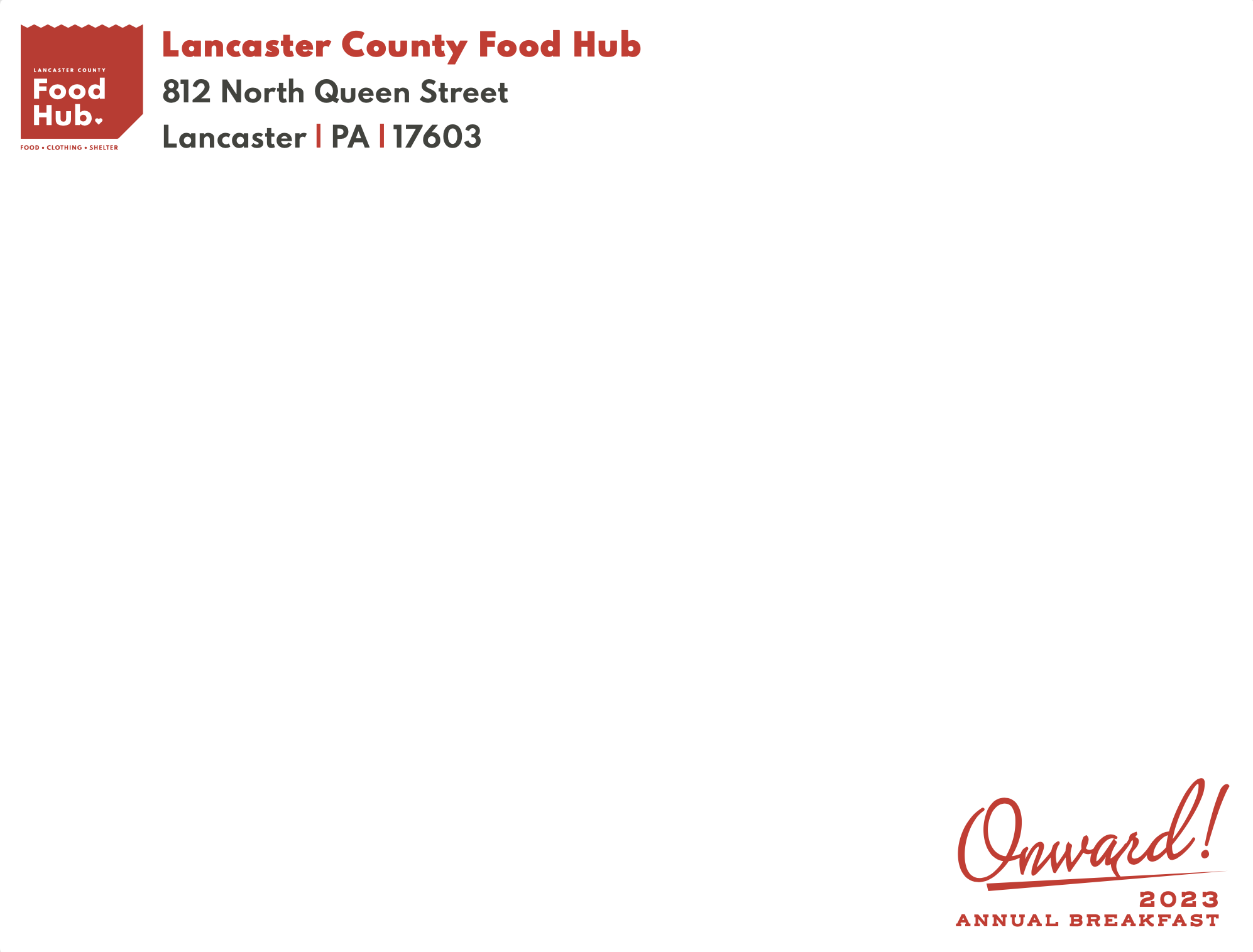 Lancaster County Food Hub 2023 Annual Spring Breakfast Designs Invitations & Website created by Lancaster, PA Graphic & Web Designer Rachel Lynn Heisey Design