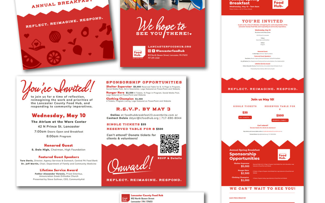 Lancaster County Food Hub Spring Breakfast Invitations & Event Web Page Designs