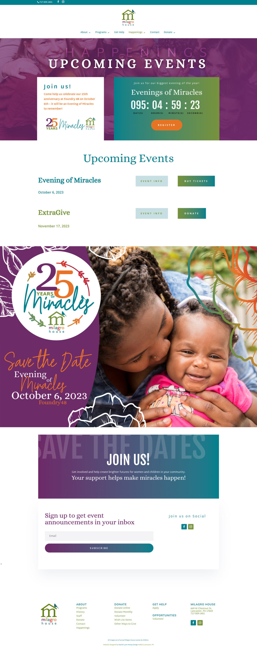  Milagro House Lancaster, PA Nonprofit Website Redesigned by Lancaster, PA Graphic Designer & Web Designer Rachel Lynn Heisey Website Redesign