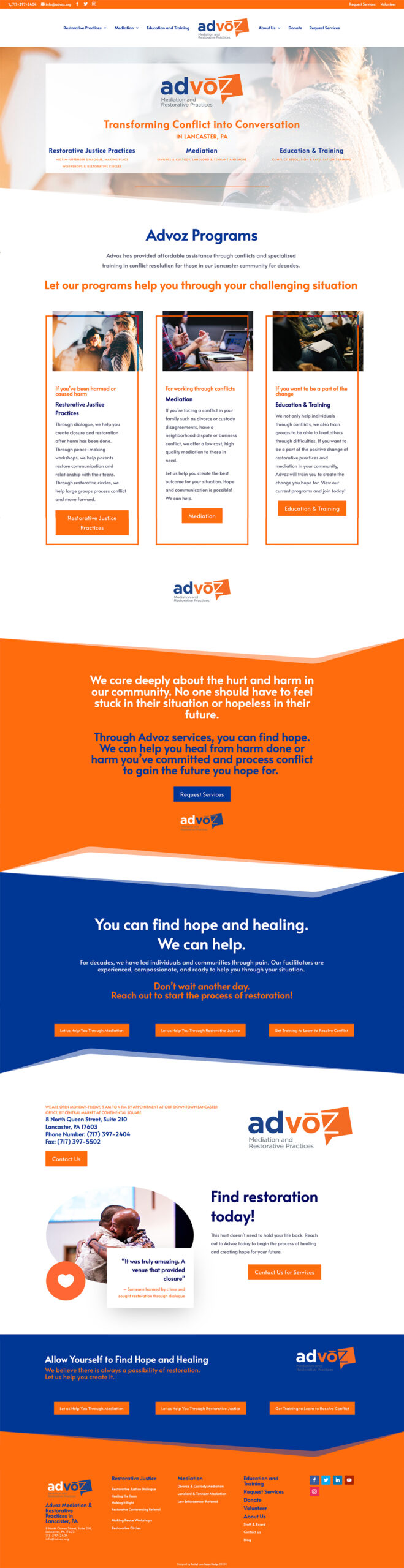 Advoz Website Redesign by Rachel Lynn Heisey graphic designer and website designer of lancaster PA