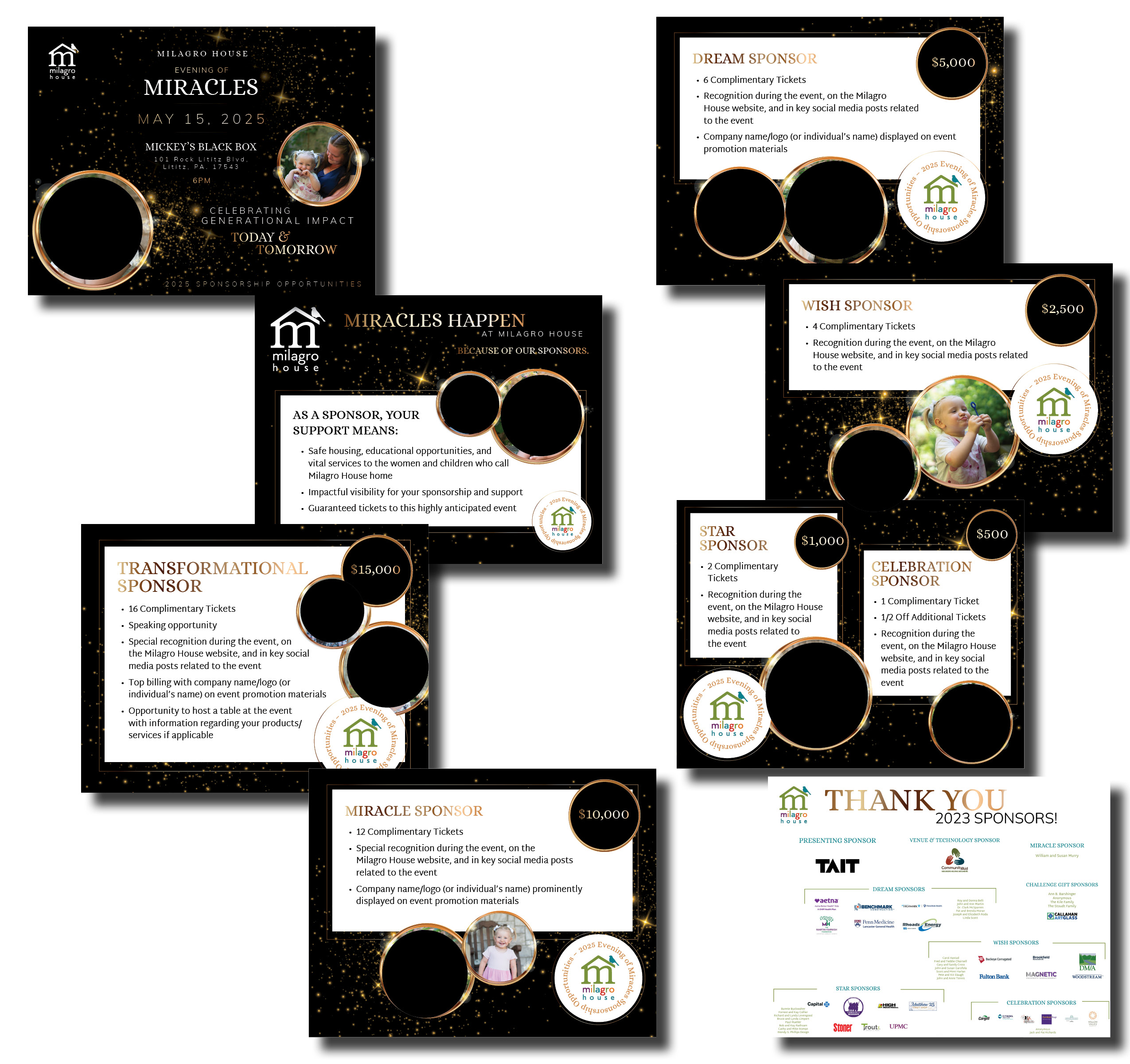 EOM 2025-3 Evening of Miracles Milagro House Nonprofit Fundraising Gala website by Rachel Lynn Heisey Design - Lancaster, PA Graphic Designer and Website Designer