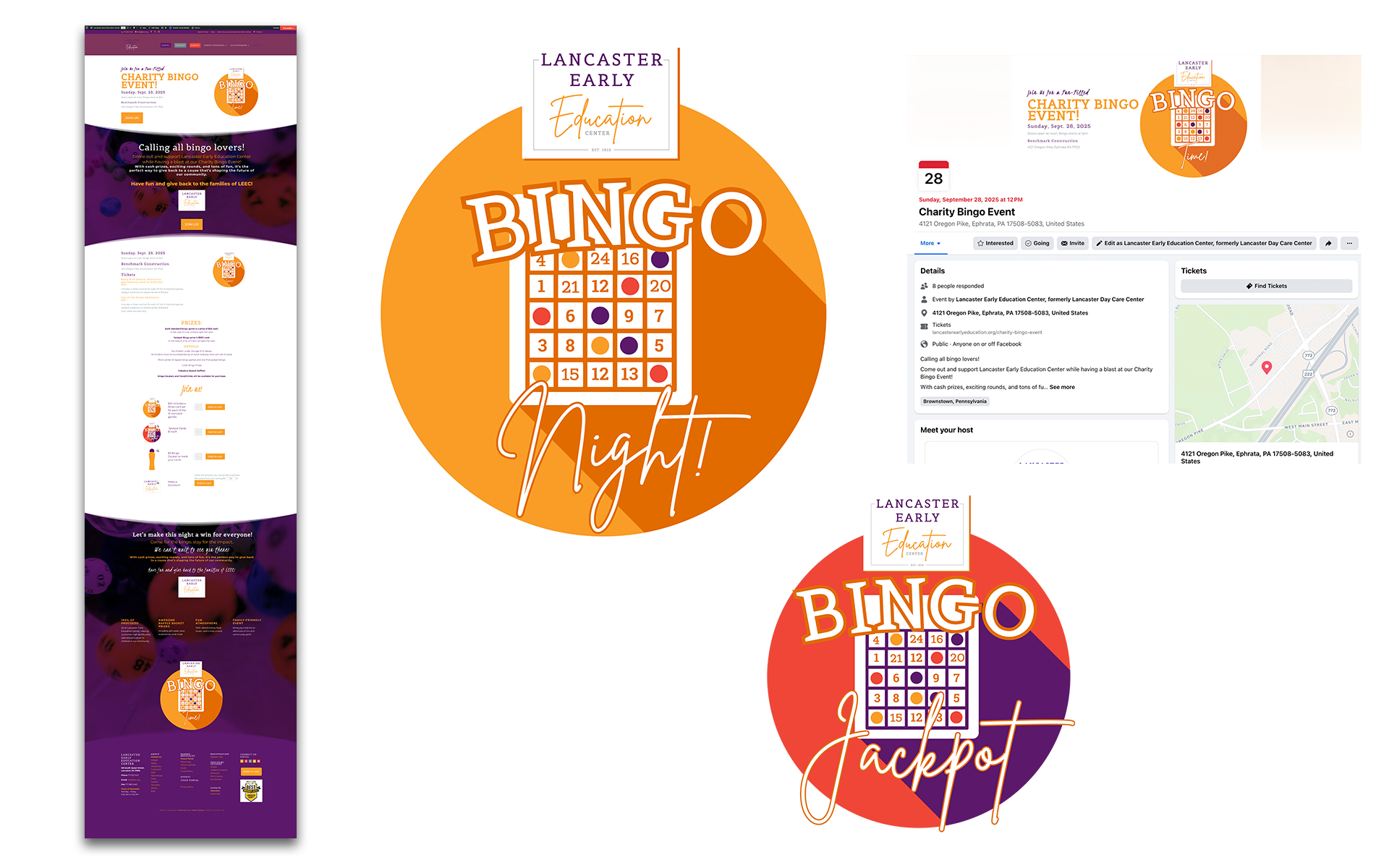 Lancaster Early Education Center's Bingo Night marketing, graphic design and web design by Rachel Lynn Heisey Design 