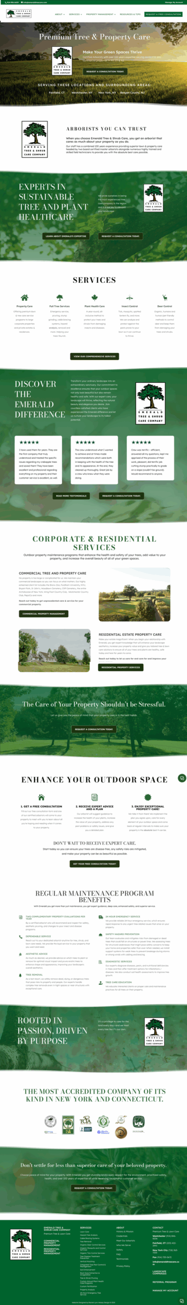 emerald Tree and Shrub Care Company Homepage and website designed by Rachel Lynn Heisey web designer