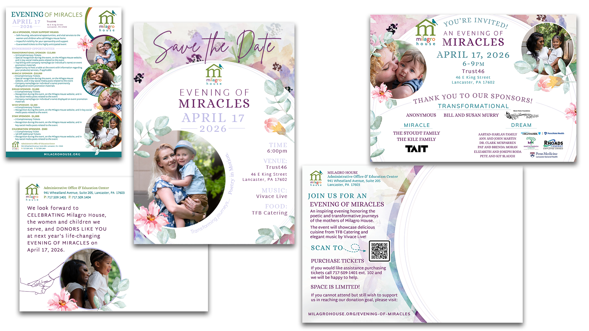 Evening of Miracles Milagro House Nonprofit Fundraising Gala website by Rachel Lynn Heisey Design - Lancaster, PA Graphic Designer and Website Designer
