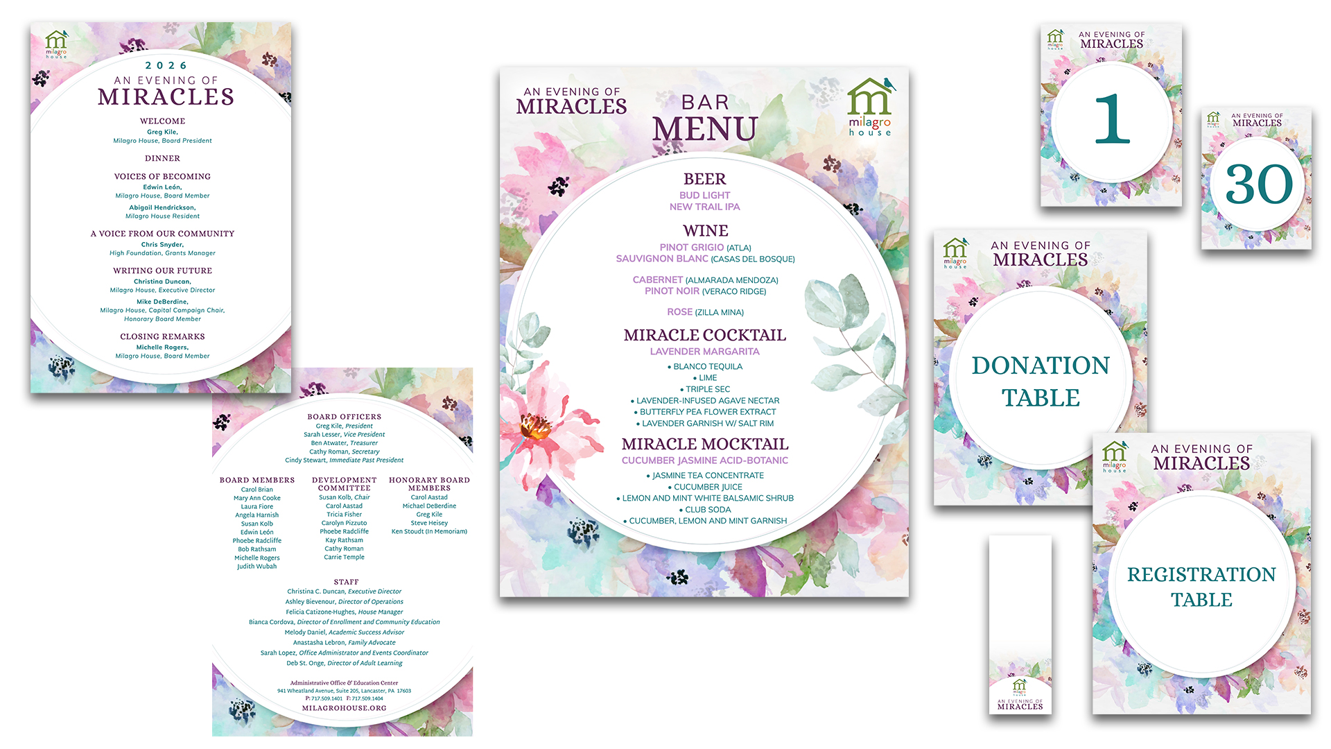 Evening of Miracles Milagro House Nonprofit Fundraising Gala website by Rachel Lynn Heisey Design - Lancaster, PA Graphic Designer and Website Designer