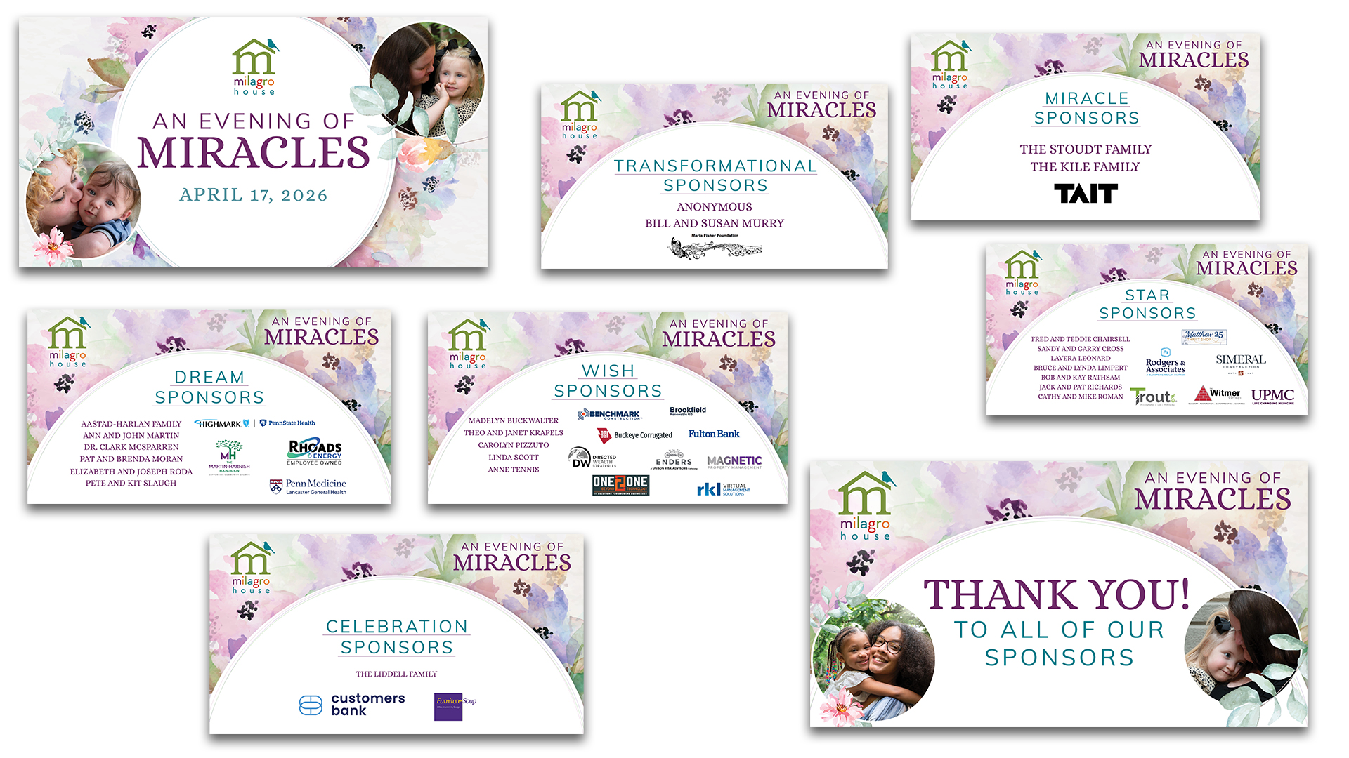 Evening of Miracles Milagro House Nonprofit Fundraising Gala website by Rachel Lynn Heisey Design - Lancaster, PA Graphic Designer and Website Designer