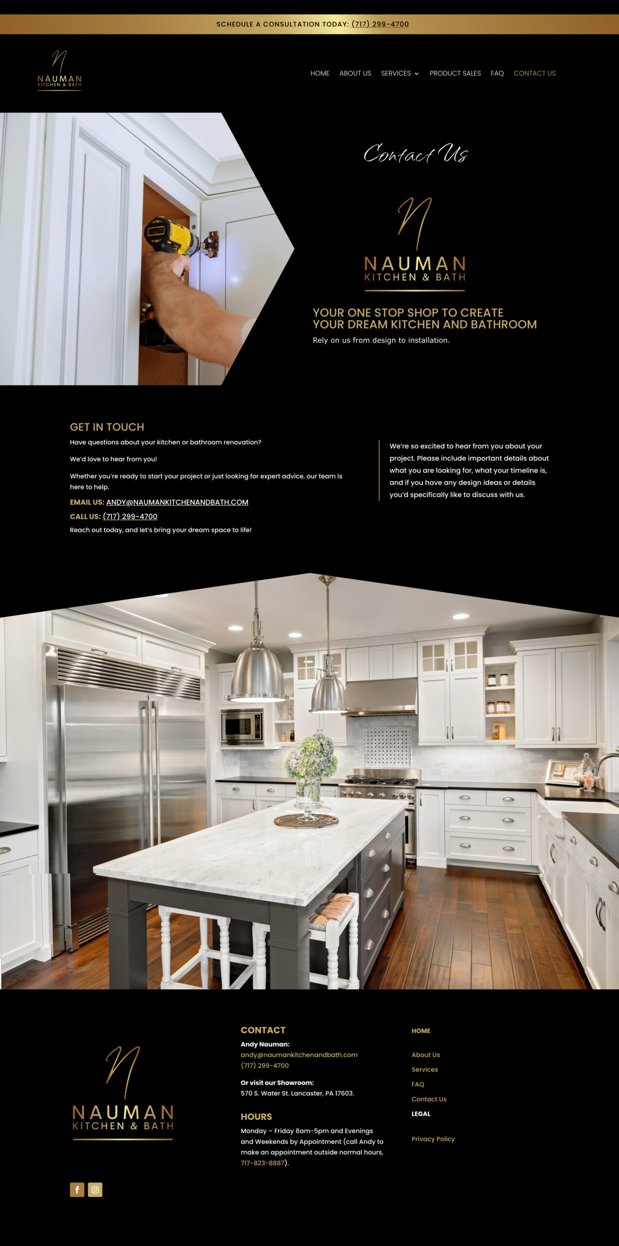 Nauman Kitchen & Bath Website Redesigned by Rachel Lynn Heisey Design, Lancaster, PA Graphic Designer & Website Designer