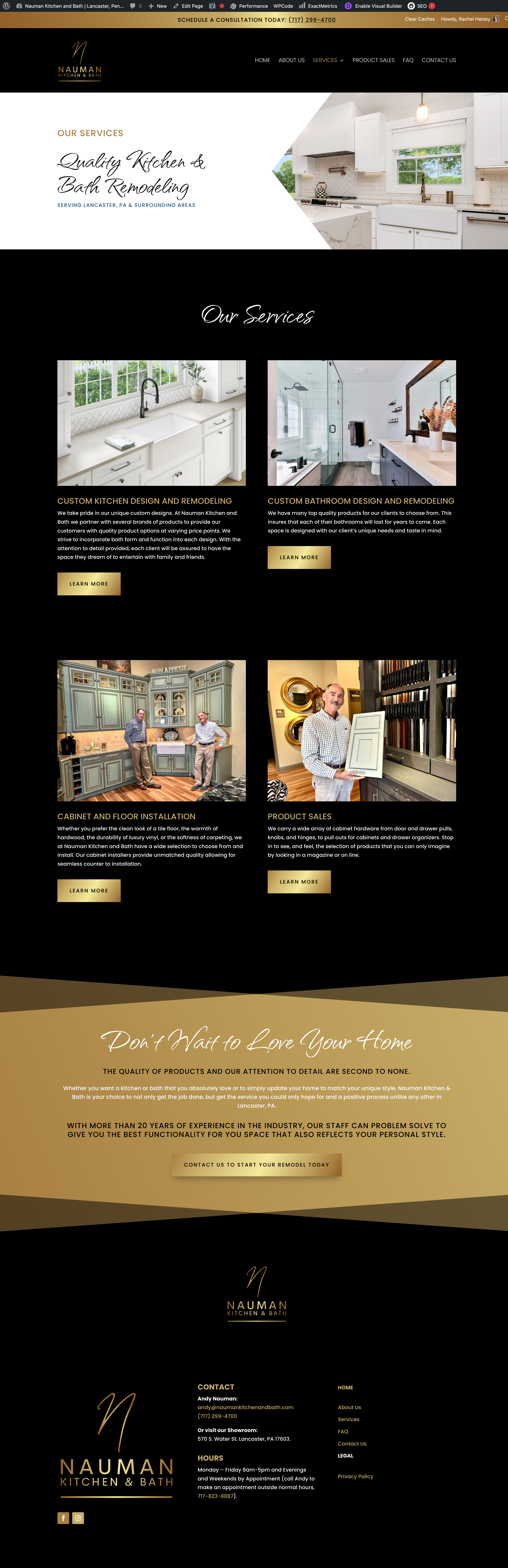 Nauman Kitchen & Bath Website Redesigned by Rachel Lynn Heisey Design, Lancaster, PA Graphic Designer & Website Designer